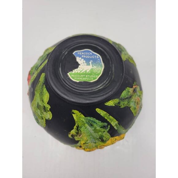 Vintage Tiffin Vase, Black Satin Glass, Coralene Poppy Flowers - Picture 5 of 6